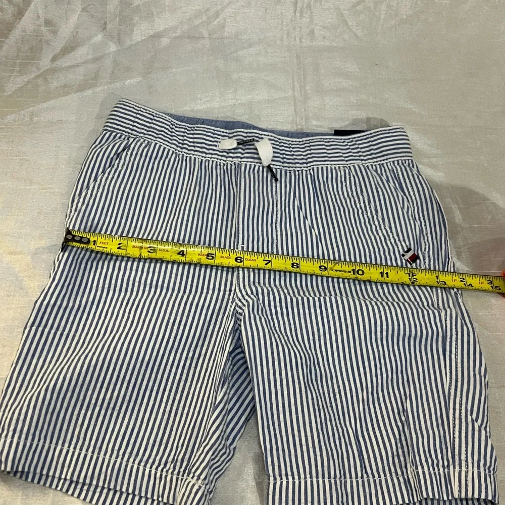 Tommy Hilfiger Boys Striped Chino Shorts Size 7 Blue White Summer Casual Preppy